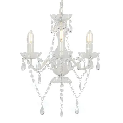 The Living Store Lestenec s kroglicami bel okrogel 3 x E14 - Lestenec