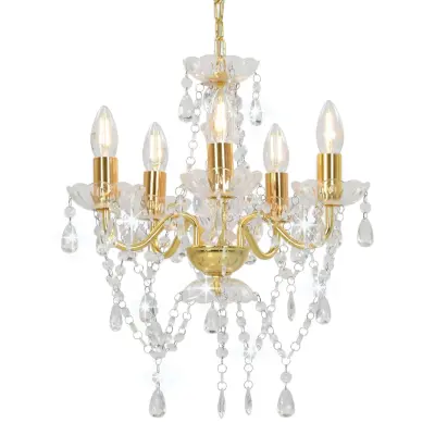 The Living Store Lestenec s kristalnimi kroglicami zlat okrogel 5 x E14 - Lestenec