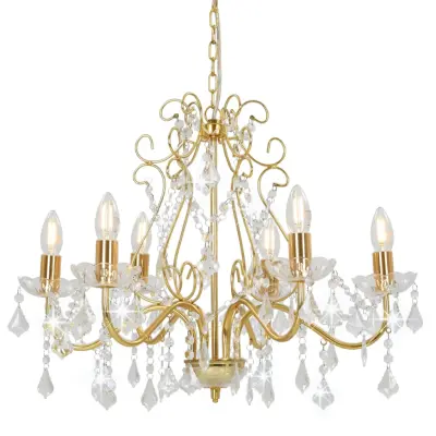 The Living Store Lestenec s kristalnimi kroglicami zlat okrogel 6 x E14 - Lestenec