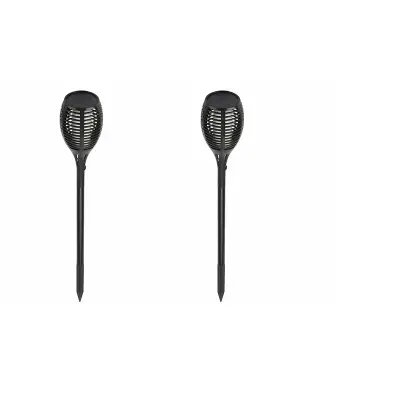 Zunanje sončne plamenske luči, 12 LED utripajočih lučk (2 paketa) Black