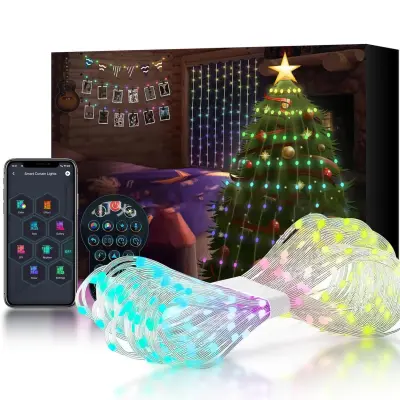 1,6x1,6M LED luči za zavese z 256 LED diodami - napajanje preko USB-ja  300x300x1 cm