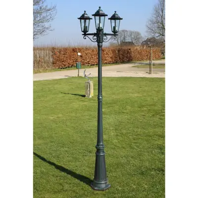 Samostoječa Vrtna Svetilka 3 Senčniki Višina 215 cm Temno Zelena barva - Zunanja Svetilka