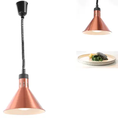 Svetilka za gretje hrane - viseča stožčasta bakrena 250W