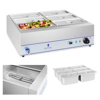 Bain marie grelnik vode s pipo 6 x GN 1/3 2000W 230V Royal Catering