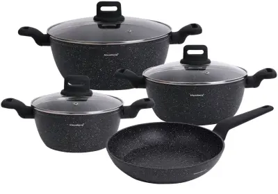 SET LONČKOV Z MARMORNIM PREVLEKOM PROTI PRIJEMLJANJEM, 7-DELNI KLAUSBERG KB-7674