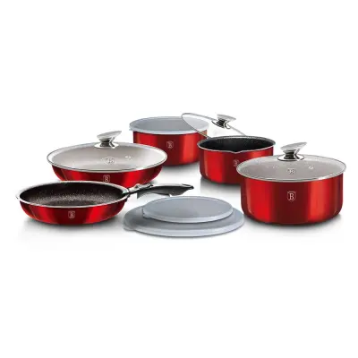 SET LONČKOV 12 kosov CLICK & COOK BERLINGER HAUS METALLIC LINE BORDO BH-1674