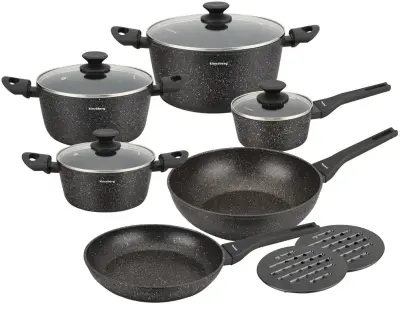 SET LONČKOV Z MARMORNIM PREVLEKOM PROTI PRIJEMLJANJEM 12 KOSOV KLAUSBERG KB-7659