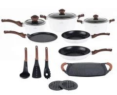 SET LONČEV Z MARMORNO OBLOGO 15 ELEMENTOV. ZILNER BELA LILIJA ZL-8592