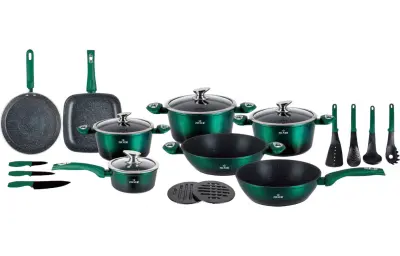 SET LONČEV Z MARMORNO OBLOGO 21 ELEMENTOV. ZILNER EMERALD NOIR ZL-8542