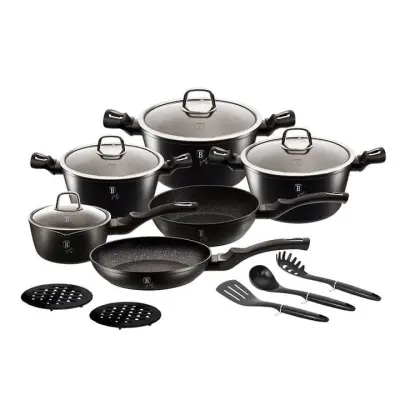 SET LONČKOV 15 ELEMENT BERLINGER HAUS ČRNO SREBRNA BH-6155