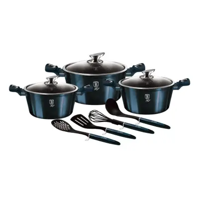 SET LONČKOV 10-DEL. BERLINGER HAUS KOVINSKA LINIJA AQUAMARINE BH-6152