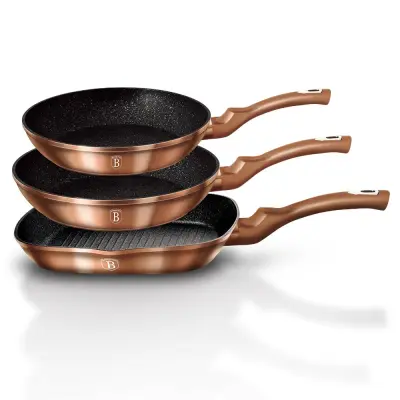 SET 3 GRANITNIH PONEV 20/24/28CM BERLINGER HAUS METALIC LINE ROSE GOLD BH-1279-NF