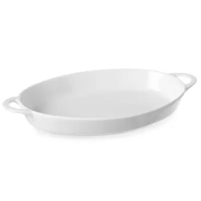 Ovalni pekač z ročaji 270x180x40mm beli porcelan - Hendi 784020
