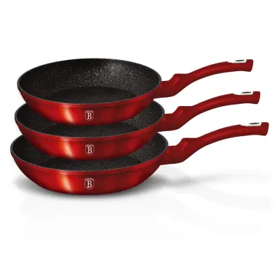 SET 3 GRANITNIH PONEV 20/24/28CM BERLINGER HAUS METALIC BURGUNDY LINE BH-1288-NF