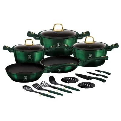 SET LONČKOV + PRIBOR 17 ELEMENT. BERLINGER HAUS EMERALD BH-7043
