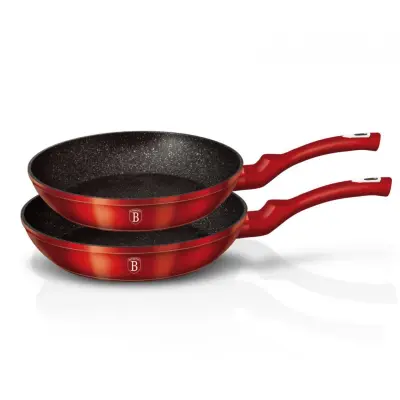 SET 2 GRANITNIH PONEV 22/26CM BERLINGER HAUS METALIC LINE BORDO BH-1612-NF