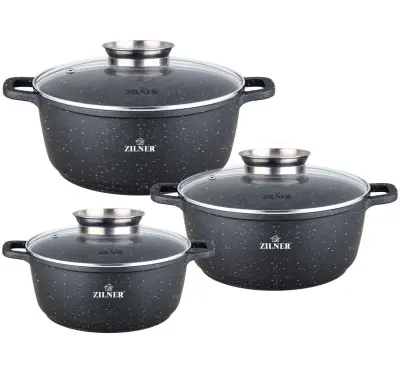 SET 3 LONČKOV IZ MARMORJA ZILNER ZL-7020