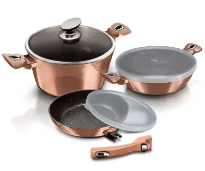 GRANITNI LONČKI SET 6 ELEMENTOV BERLINGER HAUS METALIC LINE ROSE GOLD BH-7051