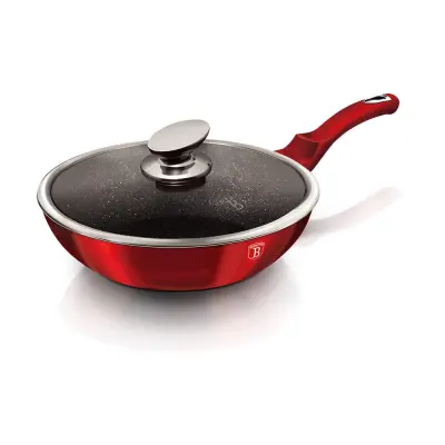 GRANIT WOK 28cm S POKROVOM BERLINGER HAUS METALIC LINE BORDO BH-1265-N