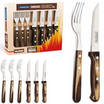 Set jedilnega pribora za zrezke iz nerjavečega jekla v darilnem paketu Churrasco GAUCHO, set 8 kos.