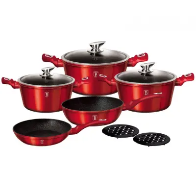 LONČKI BERLINGER HAUS METALIC LINE BORDO 10 ELEMENTOV BH-1222-N