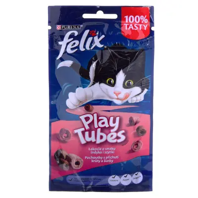 FELIX Play Tubes Puran, Šunka - mačja poslastica - 50 g
