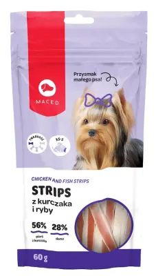 MACED Piščančji in ribji trakci - poslastica za pse - 60g