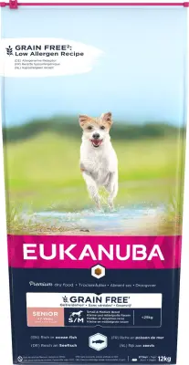 EUKANUBA Grain Free Senior Small/medium breeds, Ocean fish - suha hrana za pse - 12 kg
