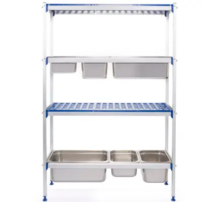 Aluminijasta gostinska odlagalna polica za kuhinjo za posode GN1/1, širina 112 cm