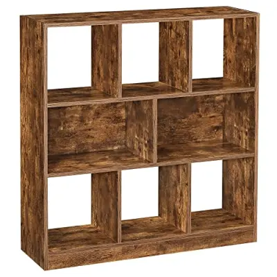 Kolkie, lesen regal z odprtimi skodelicami, samostoječa shramba za dnevno sobo, spalnico, otroško sobo, 97,5 x 30 x 100 cm, rustikalno rjava LBC52BX