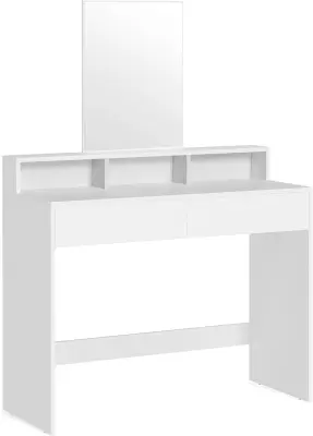 Jem-oblika z velikimi ogledali 2 predala 3 odprti predelki kozmetična mizica moderna bela RDT163W01