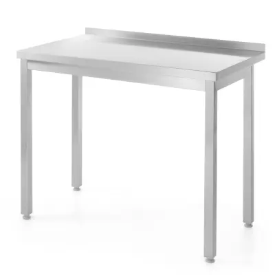 Jeklena kuhinjska delovna miza, stenska, z robom 100x60 cm - Hendi 811245