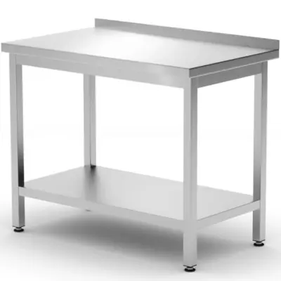 Stenska delovna miza z robom police Budget Line STEEL 800 x 600 x 850 mm - Hendi 817261