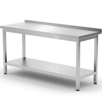 Stenska delovna miza z robom police Budget Line STEEL 1200 x 600 x 850 mm - Hendi 817285