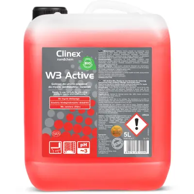 Tekočina za čiščenje sanitarnih prostorov in kopalnic na osnovi citronske kisline CLINEX W3 Active BIO 5L