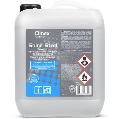 CLINEX Shine Steel 5L pripravek za čiščenje in poliranje pohištva in aparatov iz nerjavečega jekla
