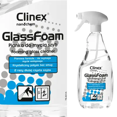 Profesionalna pena za čiščenje oken in ogledal brez lis in madežev CLINEX Glass Foam 650ML