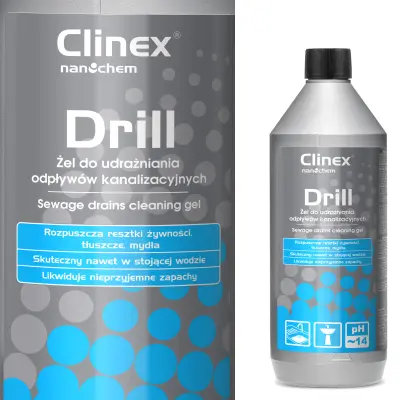 CLINEX Drill 1L gel za odmaševanje umivalnikov in kanalizacijskih cevi