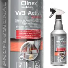 Čistilo za kopalnico in stranišče odstranjuje rjo, vodni kamen, ostanke mila, CLINEX W3 Active SHIELD 1L