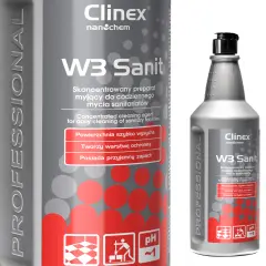 Tekoči koncentrat za čiščenje ploščic, tal, sten v sanitarnih prostorih in kopalnicah CLINEX W3 Sanit 1L