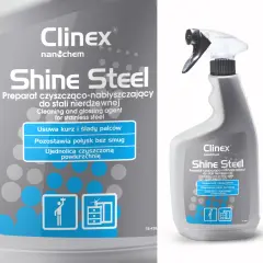 CLINEX Shine Steel 650ML pripravek za čiščenje in poliranje pohištva in aparatov iz nerjavečega jekla