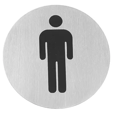Samolepilna informacijska tablica za WC vrata MEN, nerjaveče jeklo, dia. 75 mm - Hendi 663608