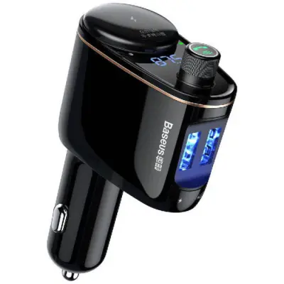 2v1 Bluetooth FM avtooddajnik in 2x USB polnilec, črn