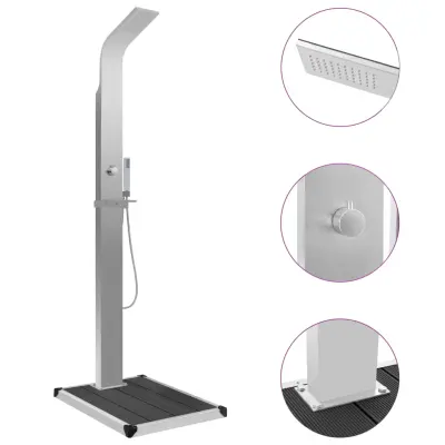 vidaXL Zunanji tuš s podstavkom WPC nerjaveče jeklo