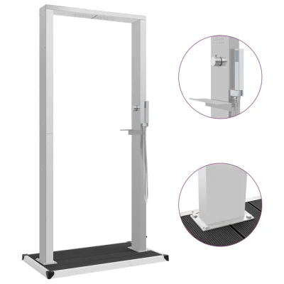 vidaXL Zunanji tuš s podstavkom WPC nerjaveče jeklo