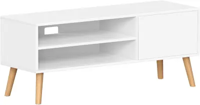 Nizka TV omarica TV stojalo za 55 palcev 120 cm TV stojalo za dnevno sobo Industrijsko oblikovanje Bela LTV120T46