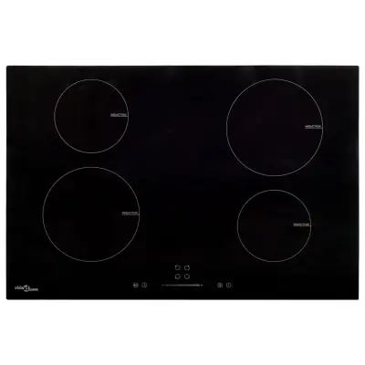 vidaXL Indukcijska plošča s 4 gorilniki na dotik steklo 77 cm 7000 W