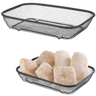 Žičnata košara za serviranje kruha in žemljic 295x220x60 mm črna - Hendi 425558