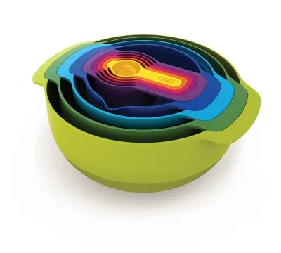 JJ-Nest 9 Plus komplet skled in merilnih skodelic, večbarven