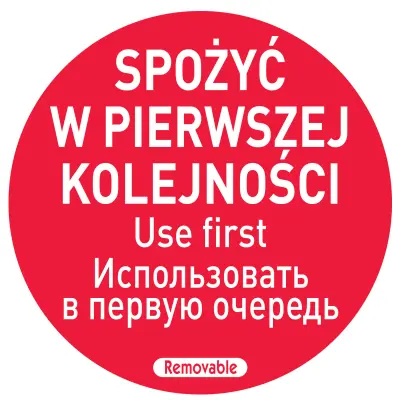 Nalepke za varnost hrane jedi najprej PL RU EN 500 kos